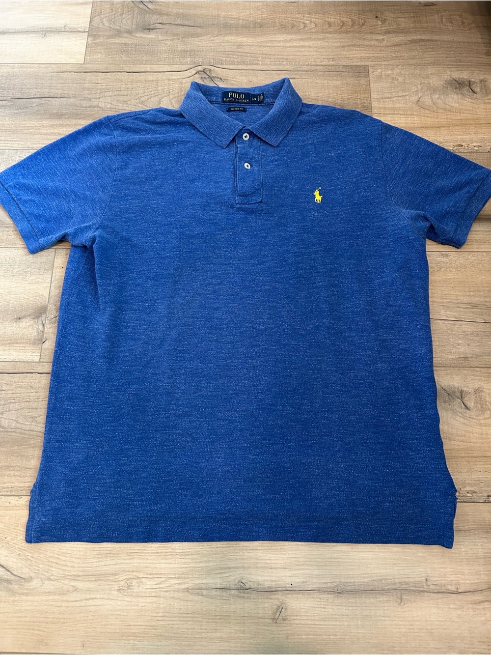 Polo by Ralph Lauren Heathered Blue Polo with Yellow Pony